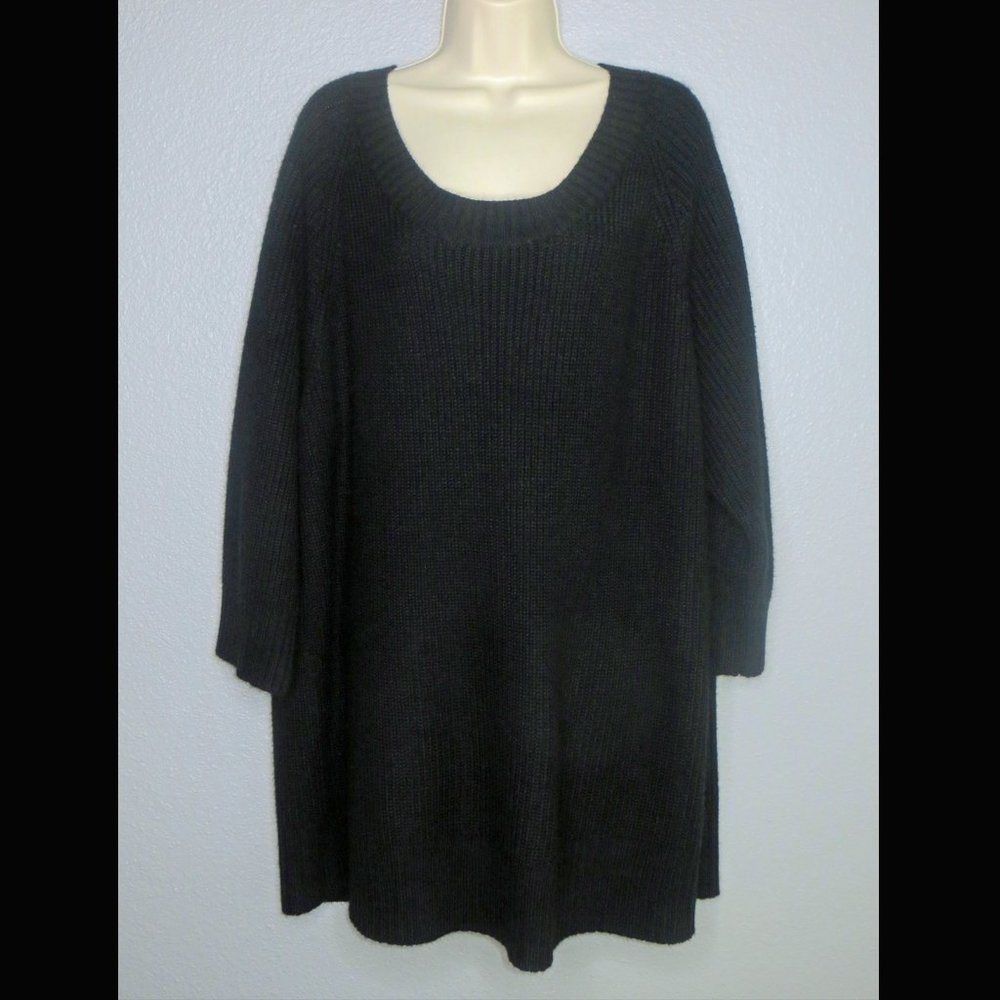 Avenue Black 3/4 Sleeve Sweater 26/28 (4X)